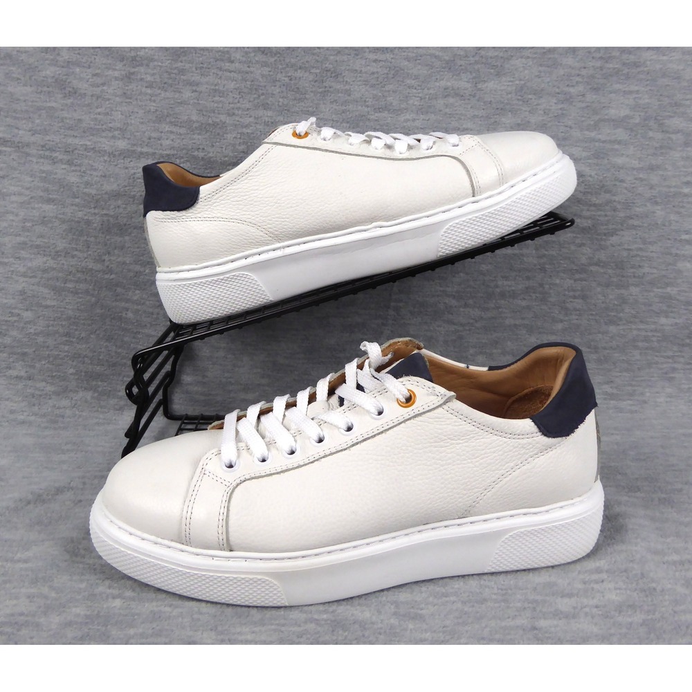 Samuel Hubbard Sunset Sneakers Womens 8.5 Wide White Leather Navy Heel Comfort
